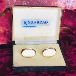 Vintage Kings Road Gold and White Cufflinks